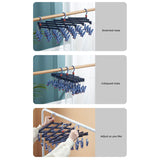 Plastic Folding Multi Head Drying Rack Multi Clips Socks Underwear Hanger Windproof Multifunctional Clothespin Classic Dark Purple 29 Clips