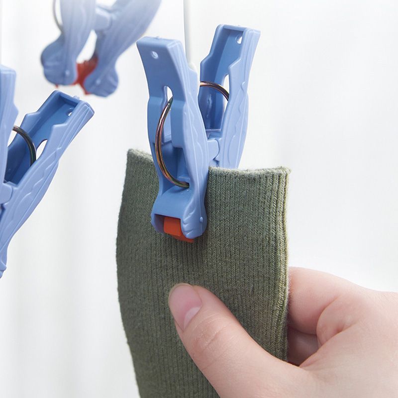 Plastic Folding Multi Head Drying Rack Multi Clips Socks Underwear Hanger Windproof Multifunctional Clothespin Classic Dark Purple 14 Clips