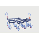 Plastic Folding Multi Head Drying Rack Multi Clips Socks Underwear Hanger Windproof Multifunctional Clothespin Classic Dark Purple 14 Clips