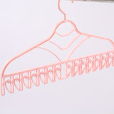 Multifunctional Clothes Drying Rack Plastic Seamless Wrinkle Free Clothes Hanger with V Shaped Clip Hook for Bra Socks Pink