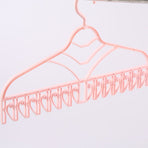 Multifunctional Clothes Drying Rack Plastic Seamless Wrinkle Free Clothes Hanger with V Shaped Clip Hook for Bra Socks Pink