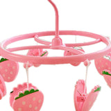 Plastic Hanging Drying Rack Sock Underwear Oversleeve Small Cloth Clip for Home Student Domitory Pink Strawberry