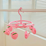 Plastic Hanging Drying Rack Sock Underwear Oversleeve Small Cloth Clip for Home Student Domitory Pink Strawberry - 45-Degree Angle