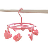 Plastic Hanging Drying Rack Sock Underwear Oversleeve Small Cloth Clip for Home Student Domitory Pink Heart