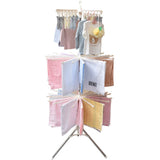 Clothes Drying Rack 360 Degree Rotating Folding Design Reliable Load Bearing Stainless Steel Laundry Accessories 3 Layer White