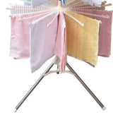 Clothes Drying Rack 360 Degree Rotating Folding Design Reliable Load Bearing Stainless Steel Laundry Accessories 3 Layer White - Side View