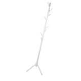 Clothes Tree Solid Wood Round Corner Simple Fashionable Beautiful Coat Hanger for Living Room White - Side View