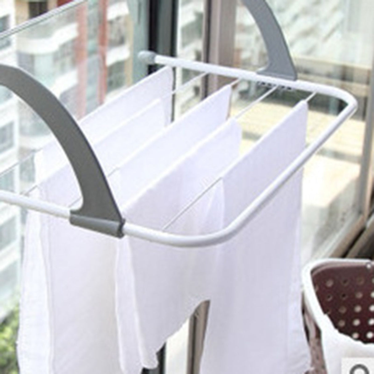 Portable Clothes Drying Rack Multipurpose Collapsible Hanging Drying Rack for Balcony Railings Windowsill Grey