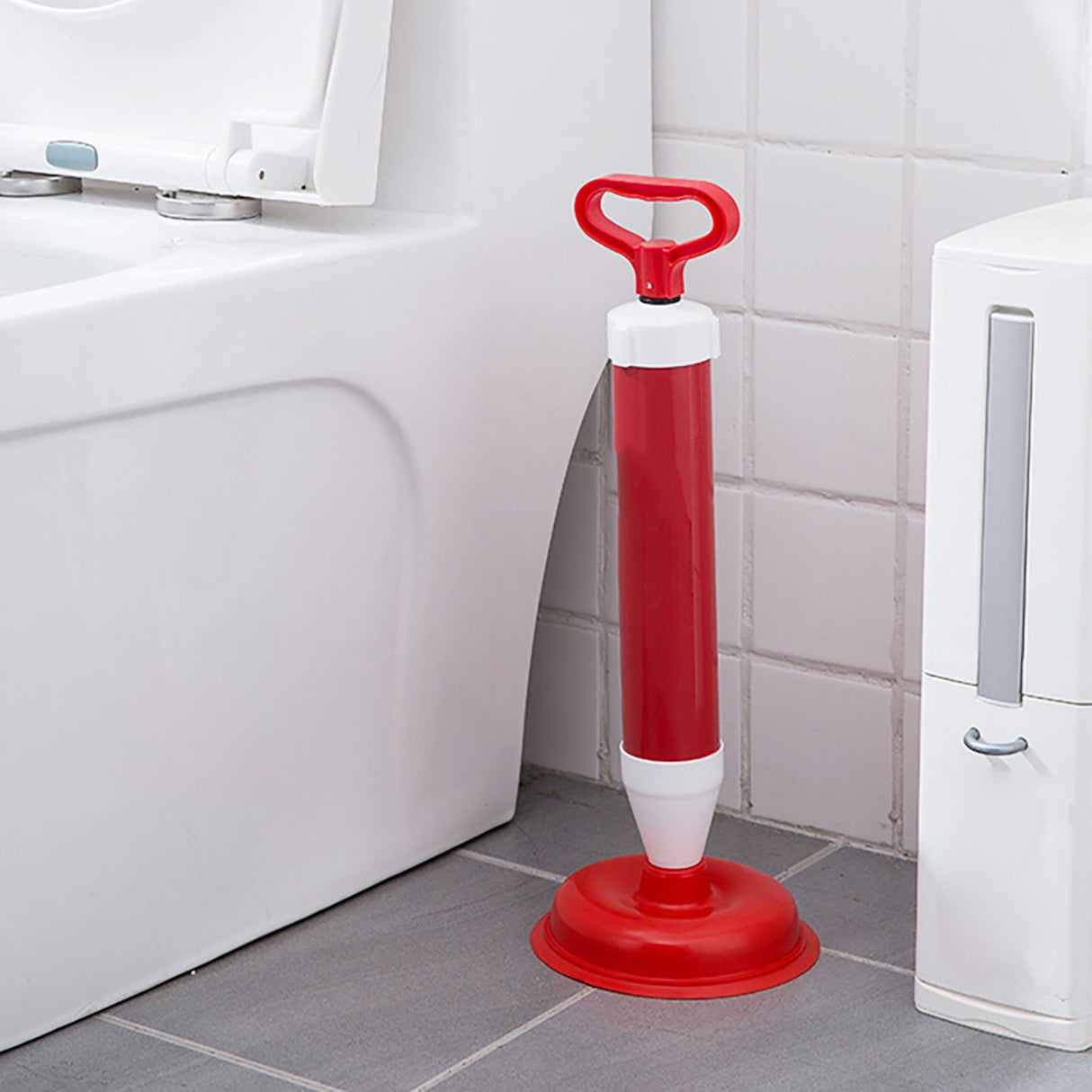 Vacuum Toilet Pipe Plunger Large Suction Cups Quickly Unblock Household Sewer Dredging Plunger Stainless Steel Rod with Small Head