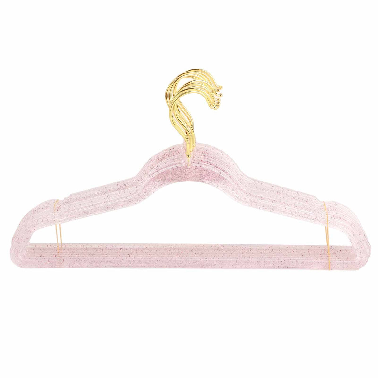 10Pcs Clothes Hangers Plastic 40cm Glitter Transparent Crystal Seamless Clothes Racks for Closet Wardrobe Red Glitter