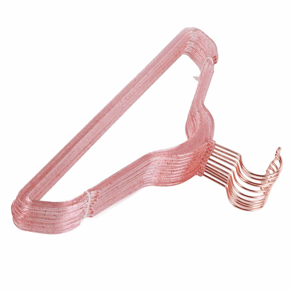 10Pcs Clothes Hangers Plastic 40cm Glitter Transparent Crystal Seamless Clothes Racks for Closet Wardrobe Red Glitter