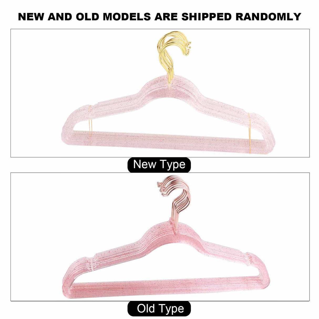 10Pcs Clothes Hangers Plastic 40cm Glitter Transparent Crystal Seamless Clothes Racks for Closet Wardrobe Red Glitter