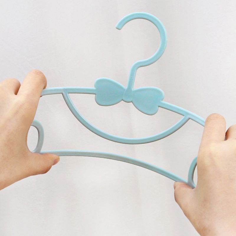 10PCS Kids Storage Hangers Plastic Thicken Bow Knot Coat Drying Hanger for Toddler Baby Blue