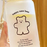 Kids Water Bottle Cute Cartoon Printing Handle Design Healthy Odorless Good Sealing Students Water Cup Black Bear