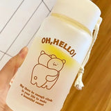 Kids Water Bottle Cute Cartoon Printing Handle Design Healthy Odorless Good Sealing Students Water Cup Hug Bear