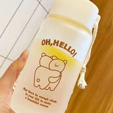 Kids Water Bottle Cute Cartoon Printing Handle Design Healthy Odorless Good Sealing Students Water Cup Hug Bear - Side View