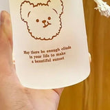 Kids Water Bottle Cute Cartoon Printing Handle Design Healthy Odorless Good Sealing Students Water Cup Bear Head - Front View