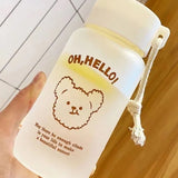 Kids Water Bottle Cute Cartoon Printing Handle Design Healthy Odorless Good Sealing Students Water Cup Bear Head