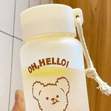 Kids Water Bottle Cute Cartoon Printing Handle Design Healthy Odorless Good Sealing Students Water Cup Bear Head - 45-Degree Angle