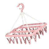 32 Clip Folding Hanger 360 Degree Rotation Household Laundry Clip Rack with Windproof Lock Drying Rack Pink C0NCQ
