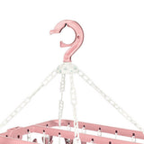 32 Clip Folding Hanger 360 Degree Rotation Household Laundry Clip Rack with Windproof Lock Drying Rack Pink C0NCQ - Top-Down View