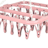 32 Clip Folding Hanger 360 Degree Rotation Household Laundry Clip Rack with Windproof Lock Drying Rack Pink C0NCQ
