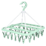 32 Clip Folding Hanger 360 Degree Rotation Household Laundry Clip Rack with Windproof Lock Drying Rack Green C0NCN