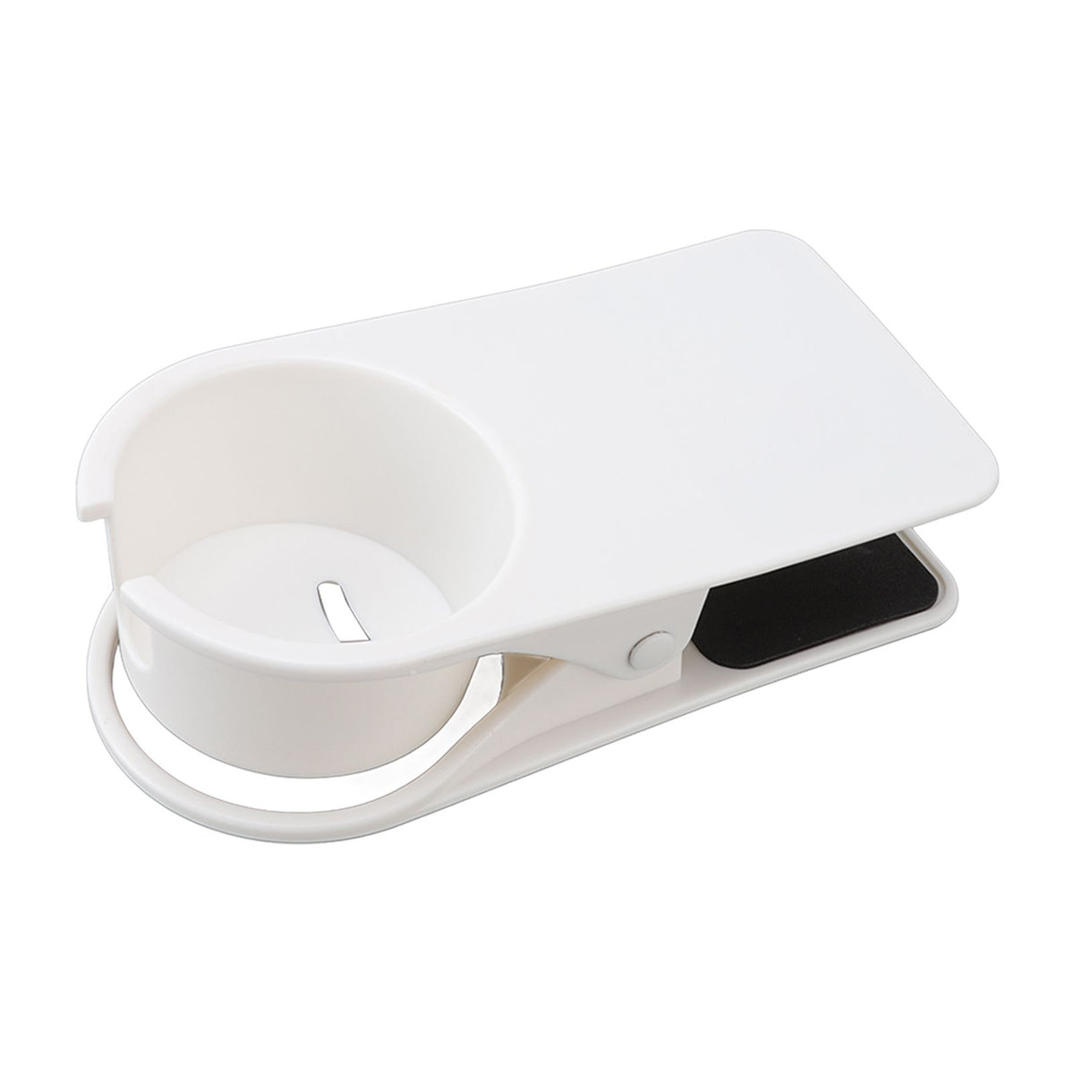 Cup Holder Clip Desk Side Glass Mug Bottle Clamp Stand Plastic for Home Office Storage White