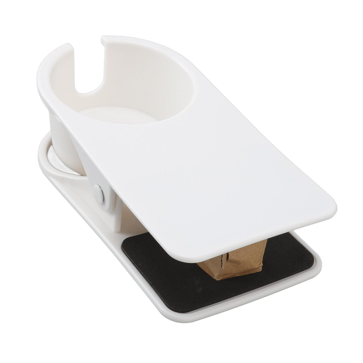 Cup Holder Clip Desk Side Glass Mug Bottle Clamp Stand Plastic for Home Office Storage White