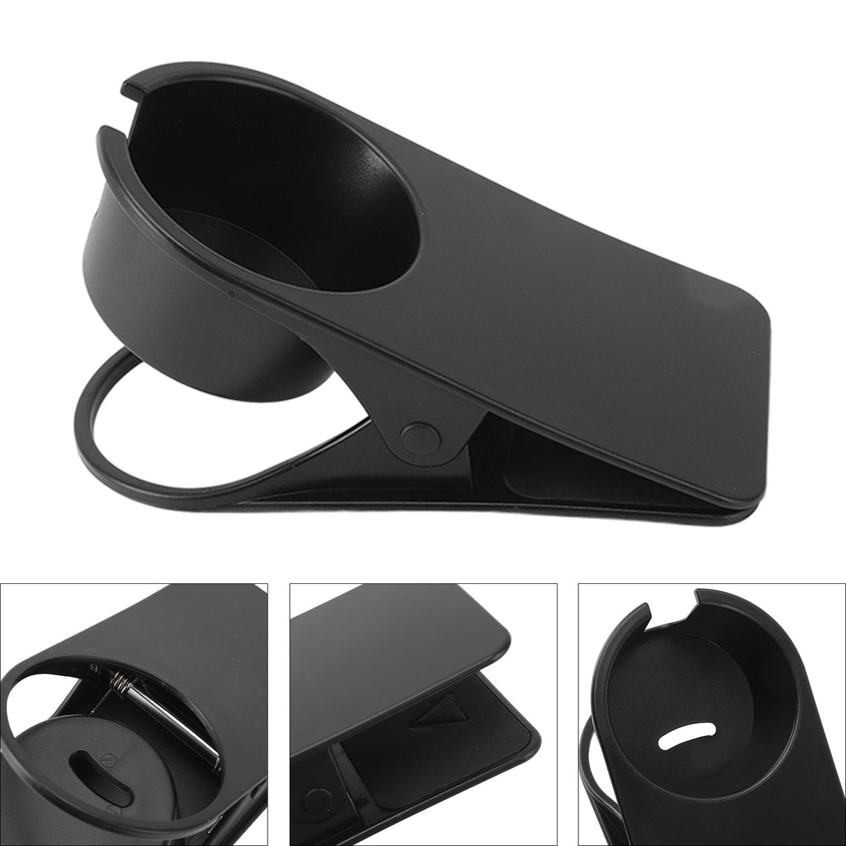 Cup Holder Clip Desk Side Glass Mug Bottle Clamp Stand Plastic for Home Office Storage Black