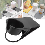 Cup Holder Clip Desk Side Glass Mug Bottle Clamp Stand Plastic for Home Office Storage Black - Extra Image