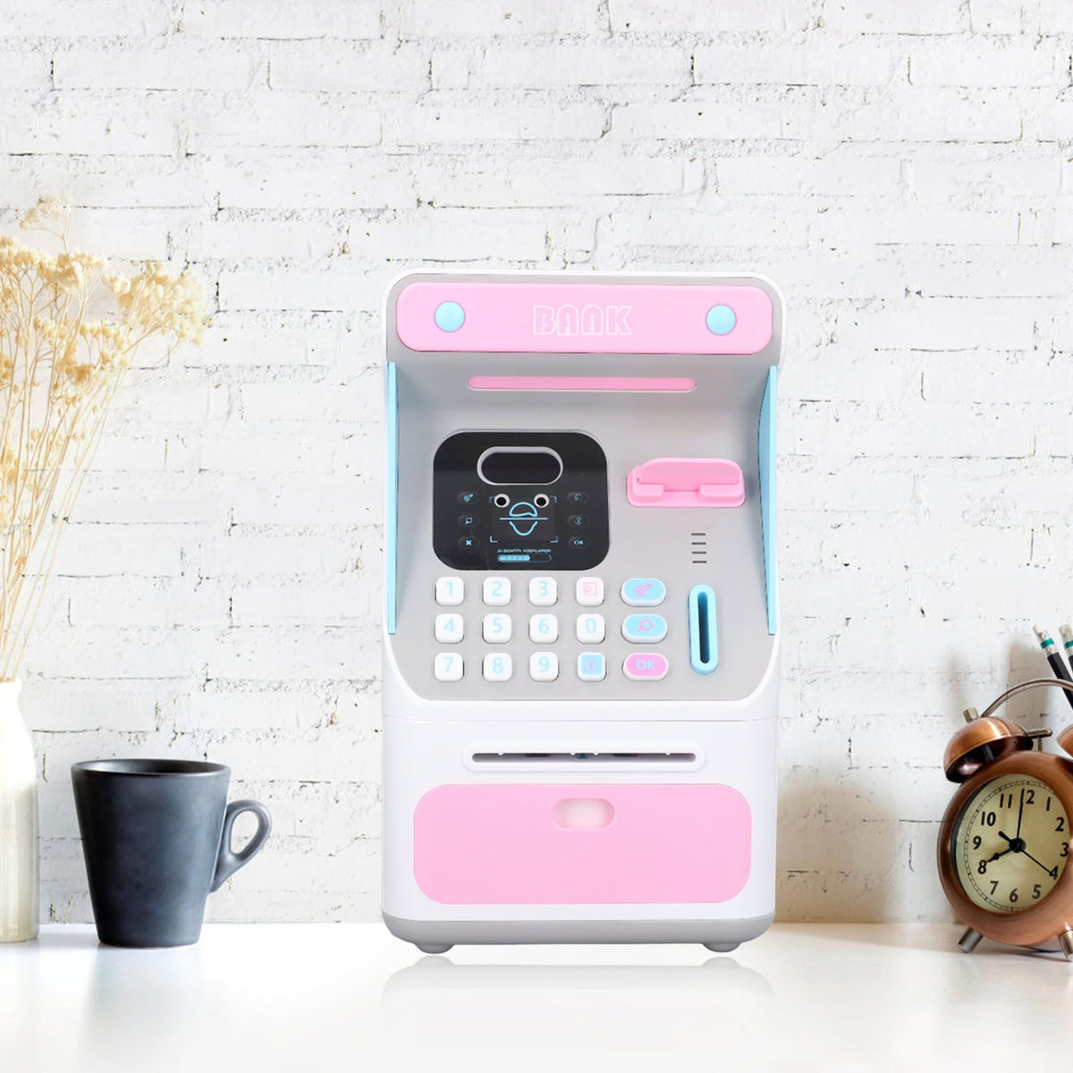Kids ATM Savings Money Bank Large Capacity Password Safe Face Recognition Money Bank Machine for Kids