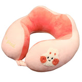 Neck Pillow Cute Animal High Resiliency U Shaped Headrest Airplane Pillow for Travel Office Rabbit About 30x30cm/11.8x11.8in
