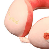 Neck Pillow Cute Animal High Resiliency U Shaped Headrest Airplane Pillow for Travel Office Rabbit About 30x30cm/11.8x11.8in - Top-Down View
