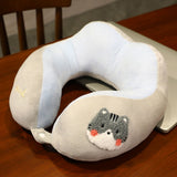 Neck Pillow Cute Animal High Resiliency U Shaped Headrest Airplane Pillow for Travel Office Cat About 30x30cm/11.8x11.8in - Front View