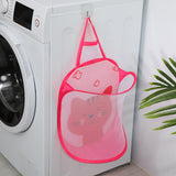 Collapsible Laundry Bag Foldable Laundry Hamper Large Laundry Basket Mesh Wall Mounted for Bathroom with Hook Pink Cat