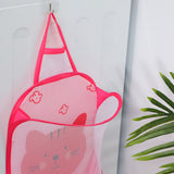 Collapsible Laundry Bag Foldable Laundry Hamper Large Laundry Basket Mesh Wall Mounted for Bathroom with Hook Pink Cat - Front View