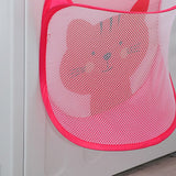 Collapsible Laundry Bag Foldable Laundry Hamper Large Laundry Basket Mesh Wall Mounted for Bathroom with Hook Pink Cat