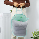 Collapsible Laundry Bag Foldable Laundry Hamper Large Laundry Basket Mesh Wall Mounted for Bathroom with Hook Green Tree - 45-Degree Angle