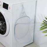 Collapsible Laundry Bag Foldable Laundry Hamper Large Laundry Basket Mesh Wall Mounted for Bathroom with Hook Grey Mesh
