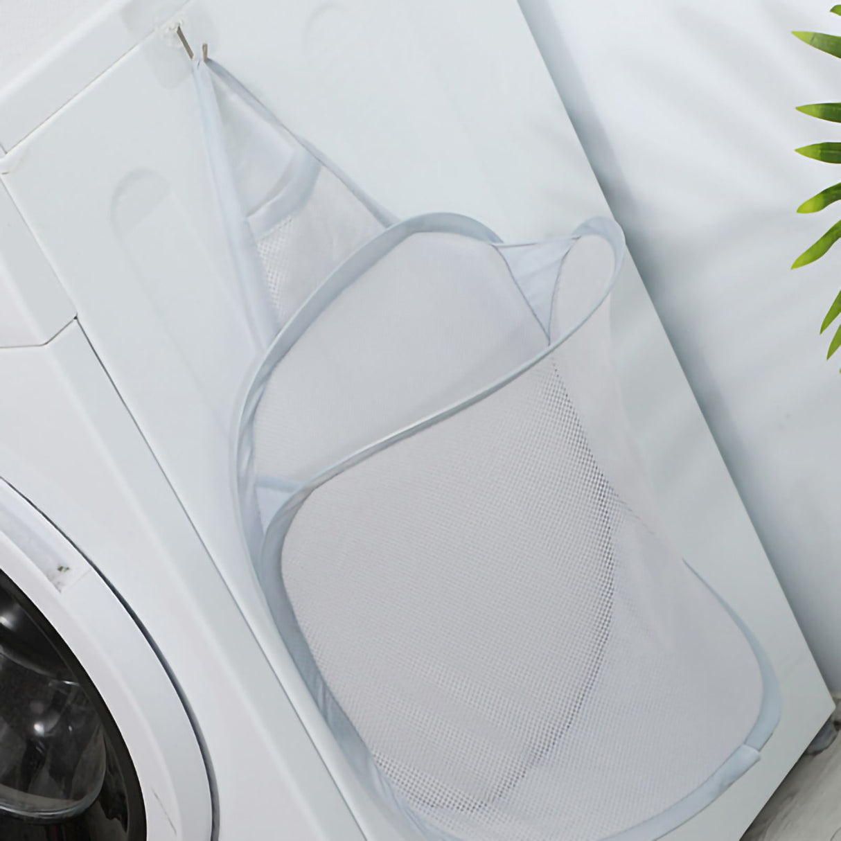 Collapsible Laundry Bag Foldable Laundry Hamper Large Laundry Basket Mesh Wall Mounted for Bathroom with Hook Grey Mesh