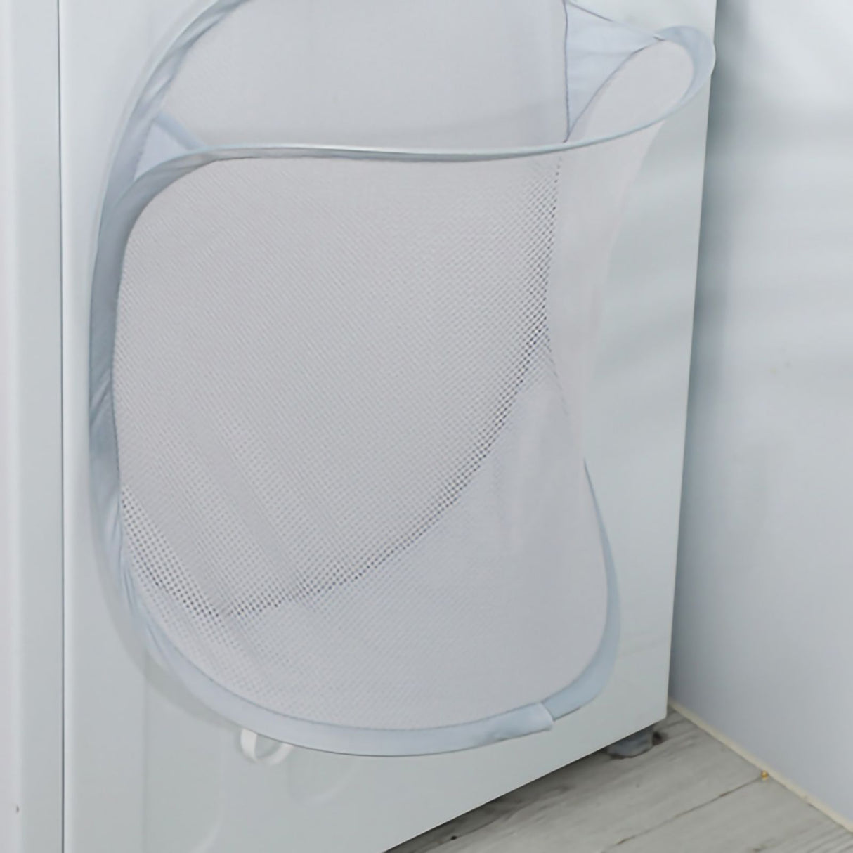 Collapsible Laundry Bag Foldable Laundry Hamper Large Laundry Basket Mesh Wall Mounted for Bathroom with Hook Grey Mesh