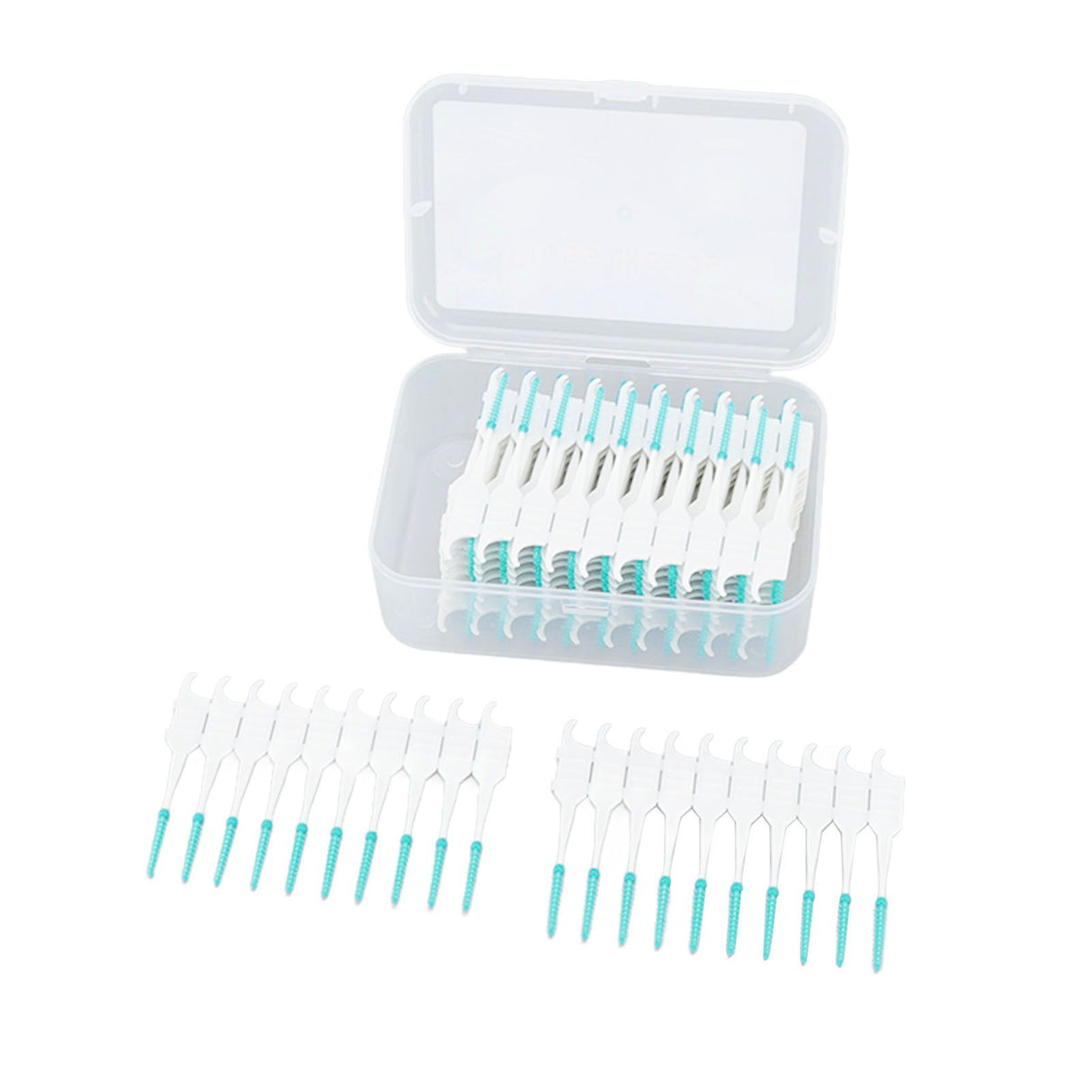 Interdental Brush Disposable Soft Silicone Head Portable Floss Toothpick Brush with Case for Oral Care 200pcs Mint Green
