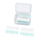 Interdental Brush Disposable Soft Silicone Head Portable Floss Toothpick Brush with Case for Oral Care 200pcs Mint Green - Top-Down View