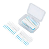 Interdental Brush Disposable Soft Silicone Head Portable Floss Toothpick Brush with Case for Oral Care 200pcs Blue - Front View
