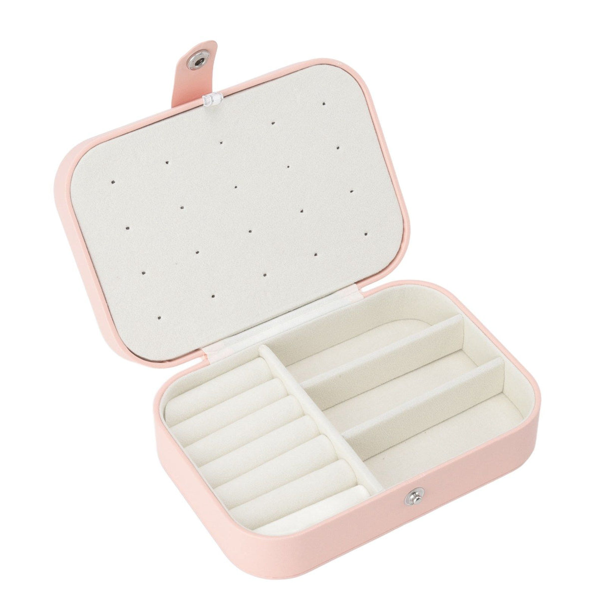 Jewelry Case Portable Beautiful Pink Necklace Ring Ear Stud Storage Box Adjustment Leather Travel Jewelry Case with Lock