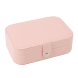 Jewelry Case Portable Beautiful Pink Necklace Ring Ear Stud Storage Box Adjustment Leather Travel Jewelry Case with Lock