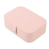 Jewelry Case Portable Beautiful Pink Necklace Ring Ear Stud Storage Box Adjustment Leather Travel Jewelry Case with Lock - Close-Up Angle