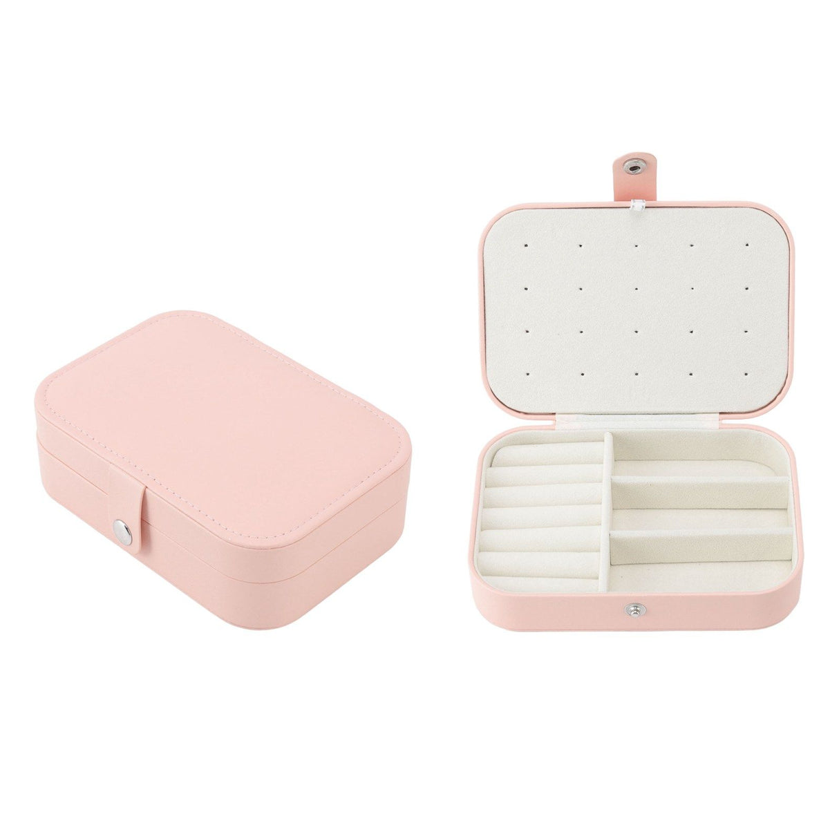 Jewelry Case Portable Beautiful Pink Necklace Ring Ear Stud Storage Box Adjustment Leather Travel Jewelry Case with Lock
