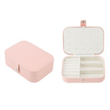 Jewelry Case Portable Beautiful Pink Necklace Ring Ear Stud Storage Box Adjustment Leather Travel Jewelry Case with Lock - Low Angle